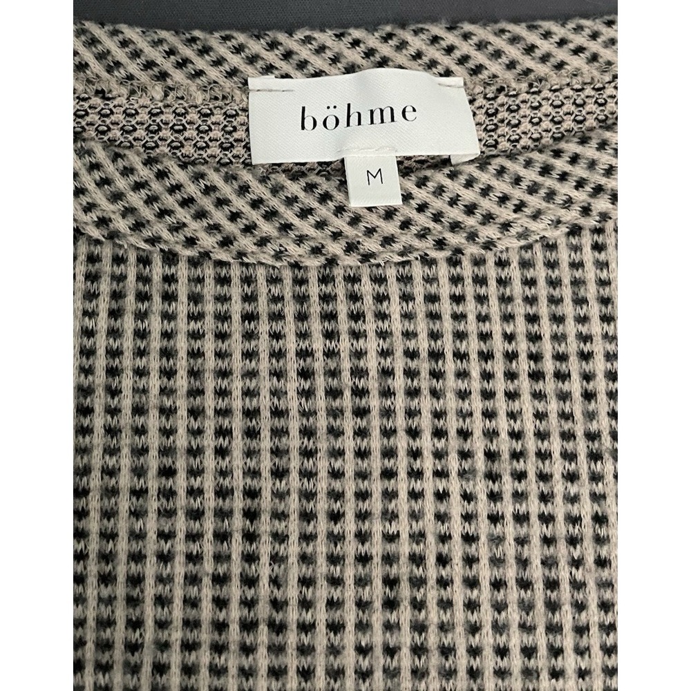 Bohme Long Sleeve Shirt Womens Size Medium Brown Black Round Neck Boho - Picture 2 of 12